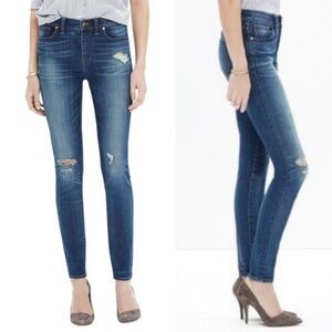 Madewell High Riser Skinny Jeans 31 Distressed Medium Wash Stretch Denim